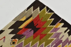 Tapis Kilim Turc 6x10 Laine Fait Main, Style Bohème, Motifs Géométriques,