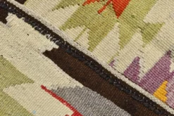Tapis Kilim Turc 6x10 Laine Fait Main, Style Bohème, Motifs Géométriques,