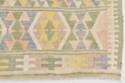 Tapis Kilim Vintage Laine Fait Main, Bohème, Motifs Géométriques, 149X247Cm