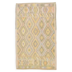 Tapis Kilim Vintage Laine Fait Main, Bohème, Motifs Géométriques, 149X247Cm