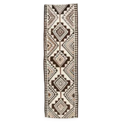 Tapis Kilim vintage marron foncé 3x11, tapis pour couloir bohème, 97x324.