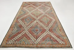 Tapis Kilim Vintage Motifs Géométriques Colorés, 192x322 cm