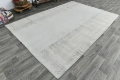 Tapis Kilim Vintage Turc Off White, Tapis Bohème Tissé à la Main, 23x328Cm