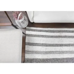 Tapis kilim vintage turc Oushak fait main en laine et coton blanc 157x230