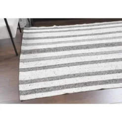 Tapis kilim vintage turc Oushak fait main en laine et coton blanc 157x230