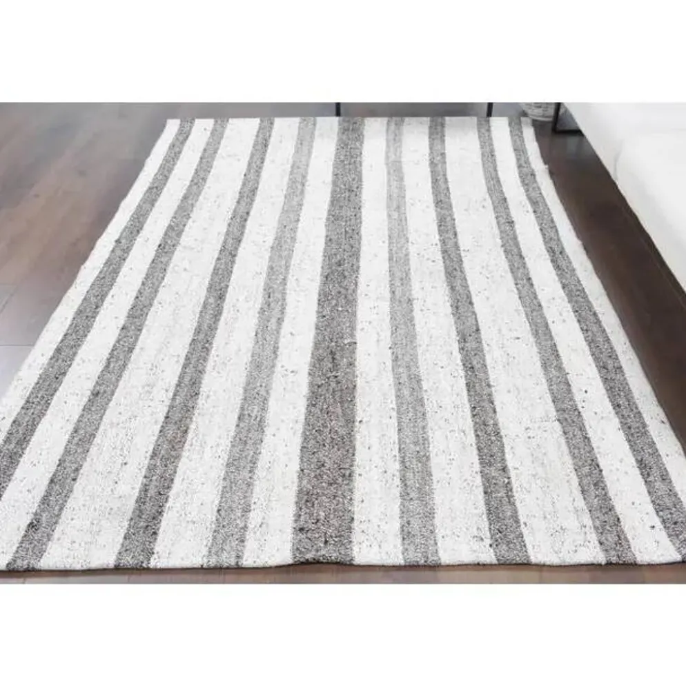 Tapis kilim vintage turc Oushak fait main en laine et coton blanc 157x230