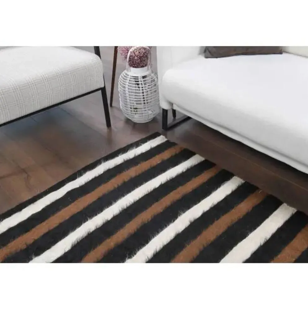 Tapis kilim vintage turc Oushak fait à la main en laine et coton marron 130x181