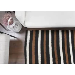 Tapis kilim vintage turc Oushak fait à la main en laine et coton marron 130x181