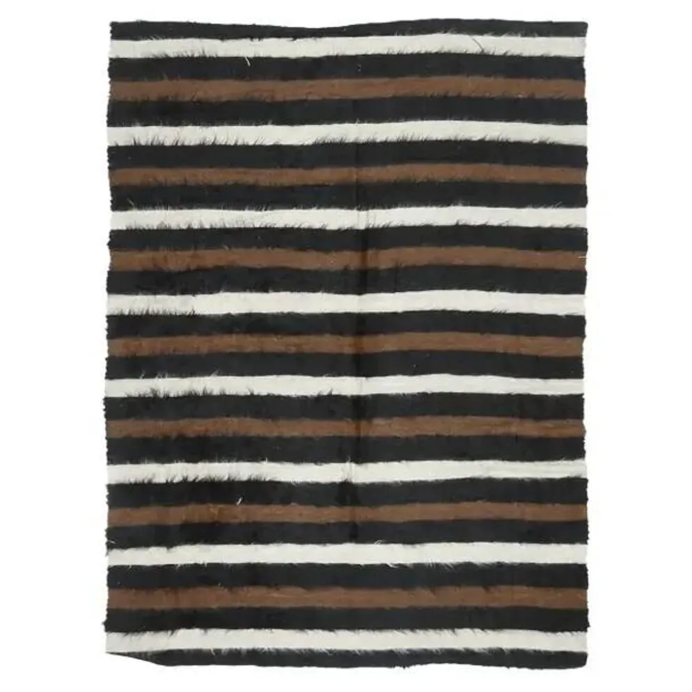 Tapis kilim vintage turc Oushak fait à la main en laine et coton marron 130x181