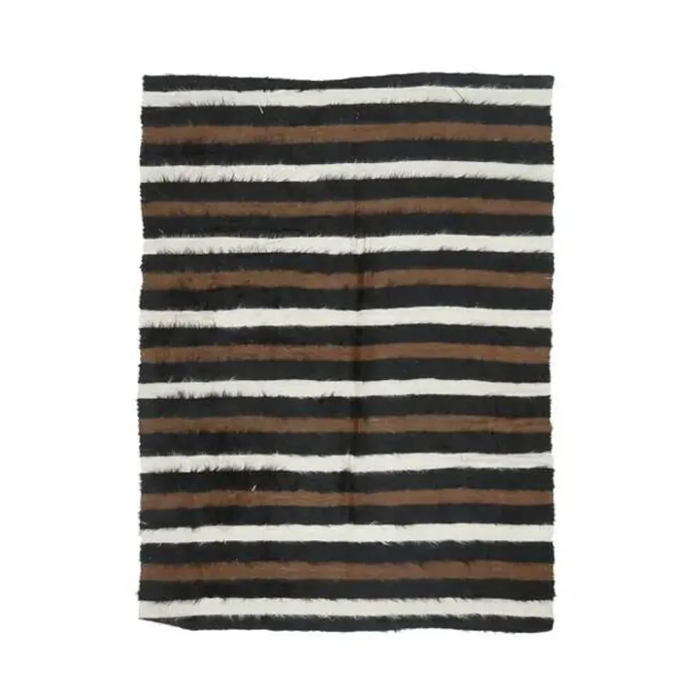 Tapis kilim vintage turc Oushak fait à la main en laine et coton marron 130x181