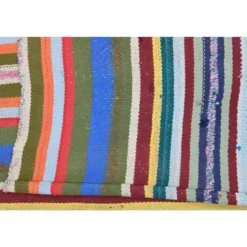 Tapis kilim vintage turc Oushak fait à la main en laine et coton bleu 154x230