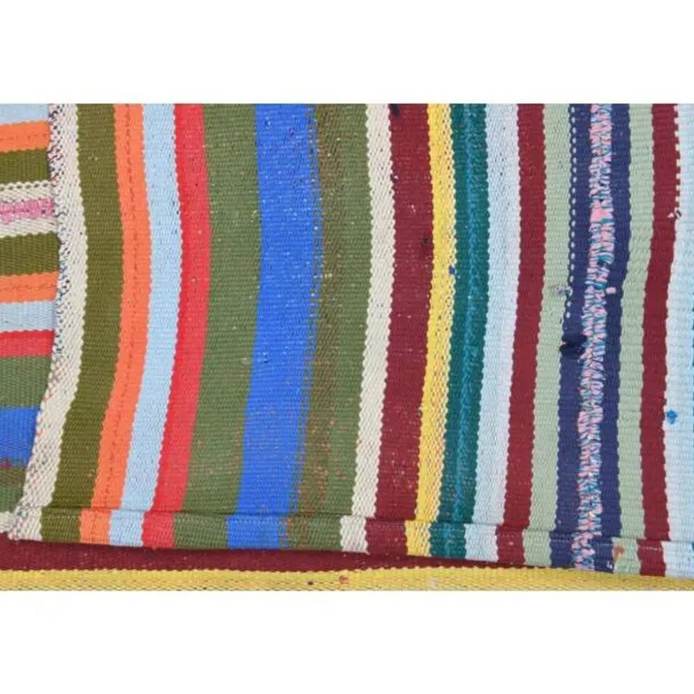 Tapis kilim vintage turc Oushak fait à la main en laine et coton bleu 154x230