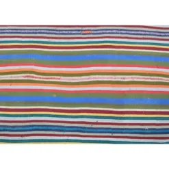 Tapis kilim vintage turc Oushak fait à la main en laine et coton bleu 154x230