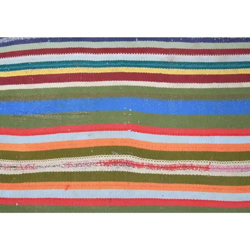 Tapis kilim vintage turc Oushak fait à la main en laine et coton bleu 154x230