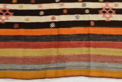 Tapis kilim vintage turc rayé multicolore à motifs géométriques, 190x320 cm