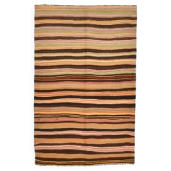 Tapis Kilim vintage 4x7 pour chambre de ferme, 139x215 cm