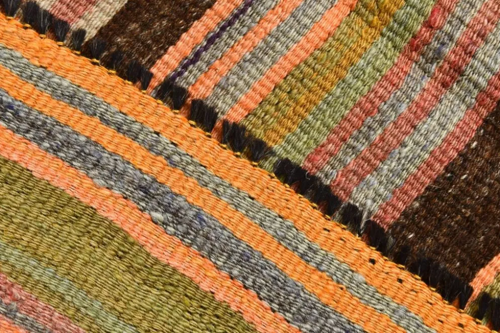 Tapis Kilim vintage 4x7 pour chambre de ferme, 139x215 cm