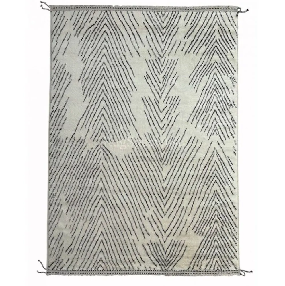 Tapis marocain fait main, 100 % laine naturelle. Tapis Beni Ourain moderne.