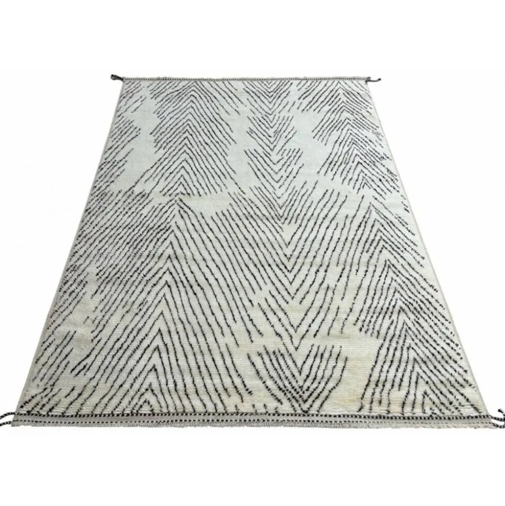 Tapis marocain fait main, 100 % laine naturelle. Tapis Beni Ourain moderne.