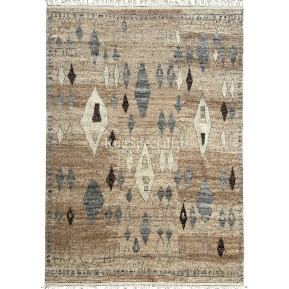 Tapis marocain moderne fait à la main. 100 % laine naturelle. Options personnalisées disponibles.