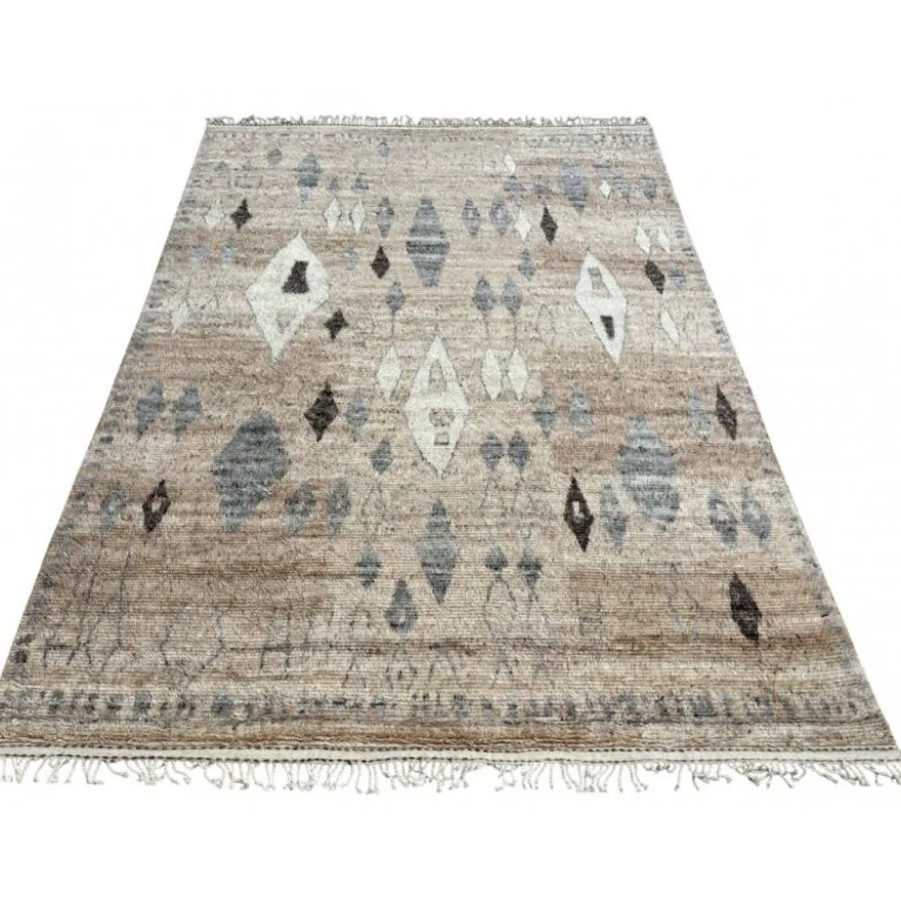 Tapis marocain moderne fait à la main. 100 % laine naturelle. Options personnalisées disponibles.