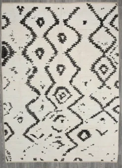 Tapis marocain moderne super doux blanc neutre 7x10, 216x294 cm