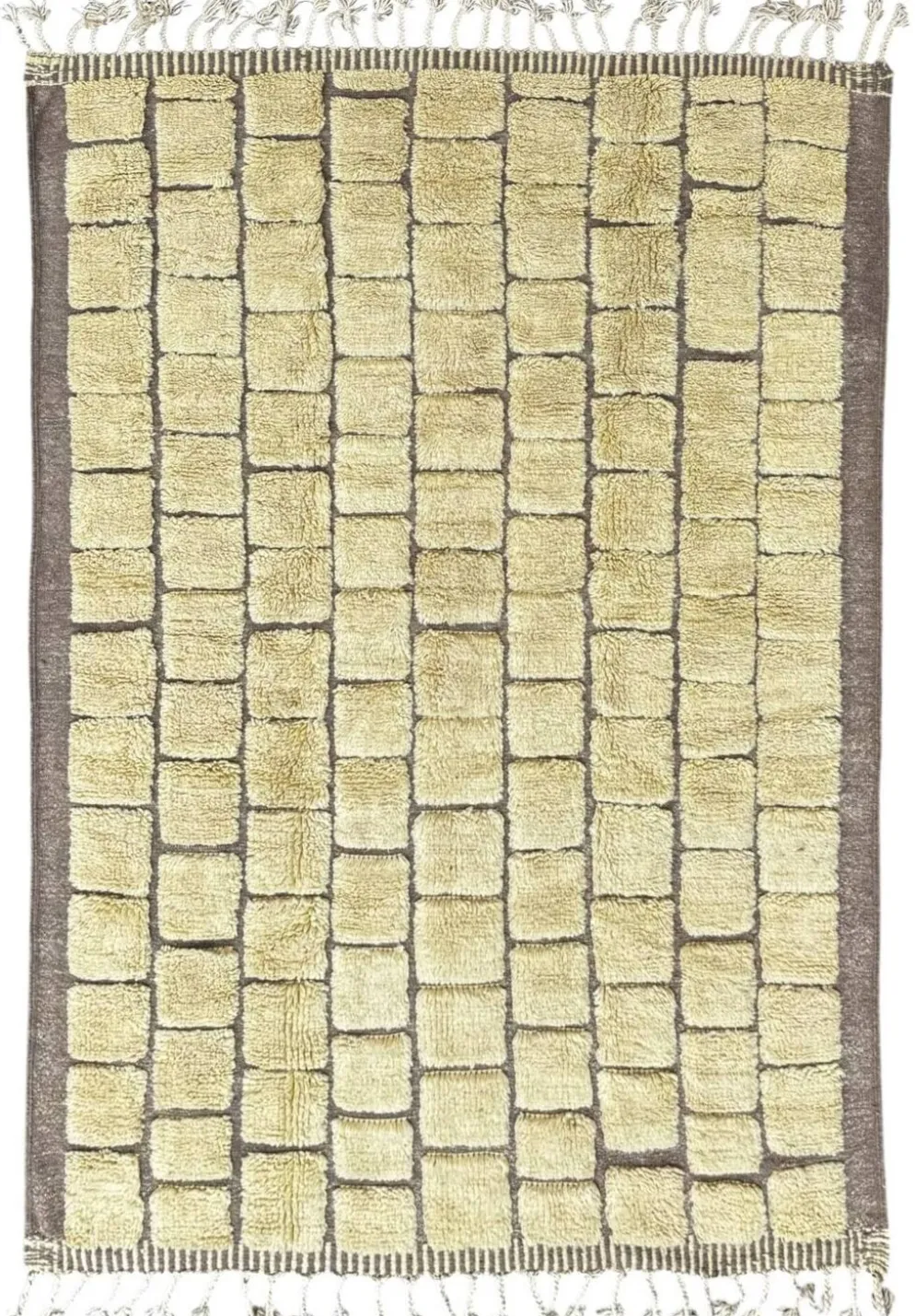 Tapis marocain Mrirt sur mesure en laine – Motif géométrique jaune doré