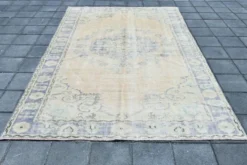 Tapis Médaillon Neutre Pâle, Tapis Vintage Bleu Poudré, 190x290 Cm