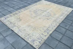 Tapis Médaillon Neutre Pâle, Tapis Vintage Bleu Poudré, 190x290 Cm