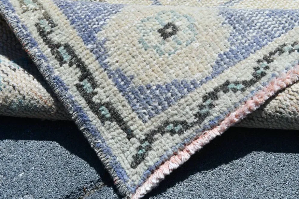 Tapis Médaillon Neutre Pâle, Tapis Vintage Bleu Poudré, 190x290 Cm