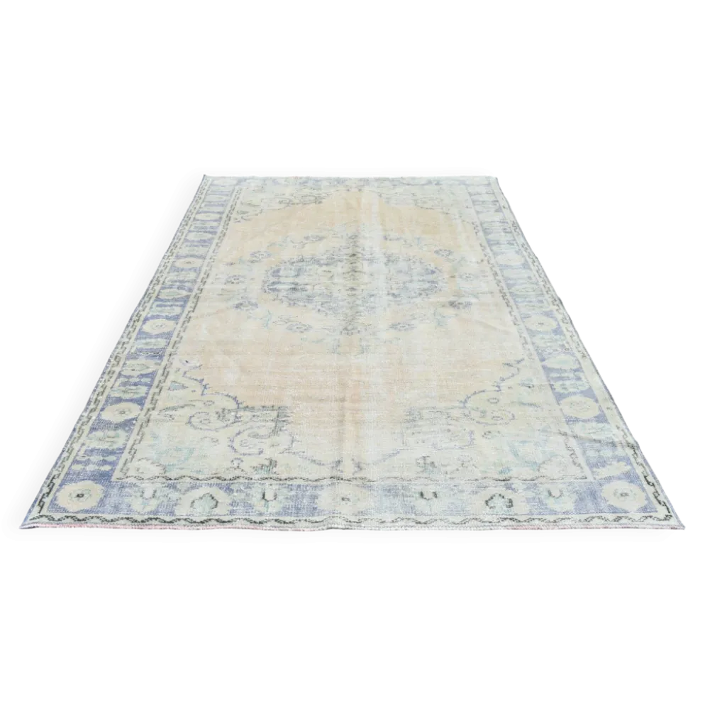 Tapis Médaillon Neutre Pâle, Tapis Vintage Bleu Poudré, 190x290 Cm