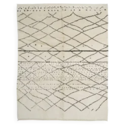 Tapis moderne en laine 100 % de style Azilal marocain, options personnalisées disponibles.