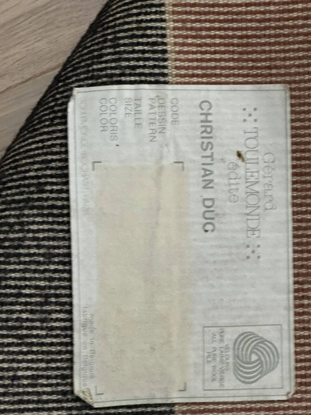 Tapis “Moins c’est plus” Christian Duc pour Toulemonde Bochart, années 80