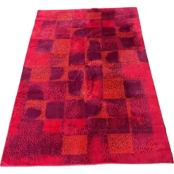 Tapis / moquette géométrique abstrait de style mid-century, années 1970 / Tchécoslovaquie