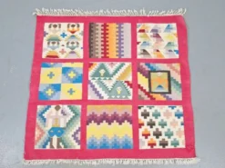 Tapis mural kilim abstrait vintage, années 1960