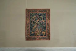 Tapis mural Mid Century oiseaux, animaux et feuilles, Belgique années 1960