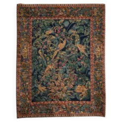 Tapis mural Mid Century oiseaux, animaux et feuilles, Belgique années 1960