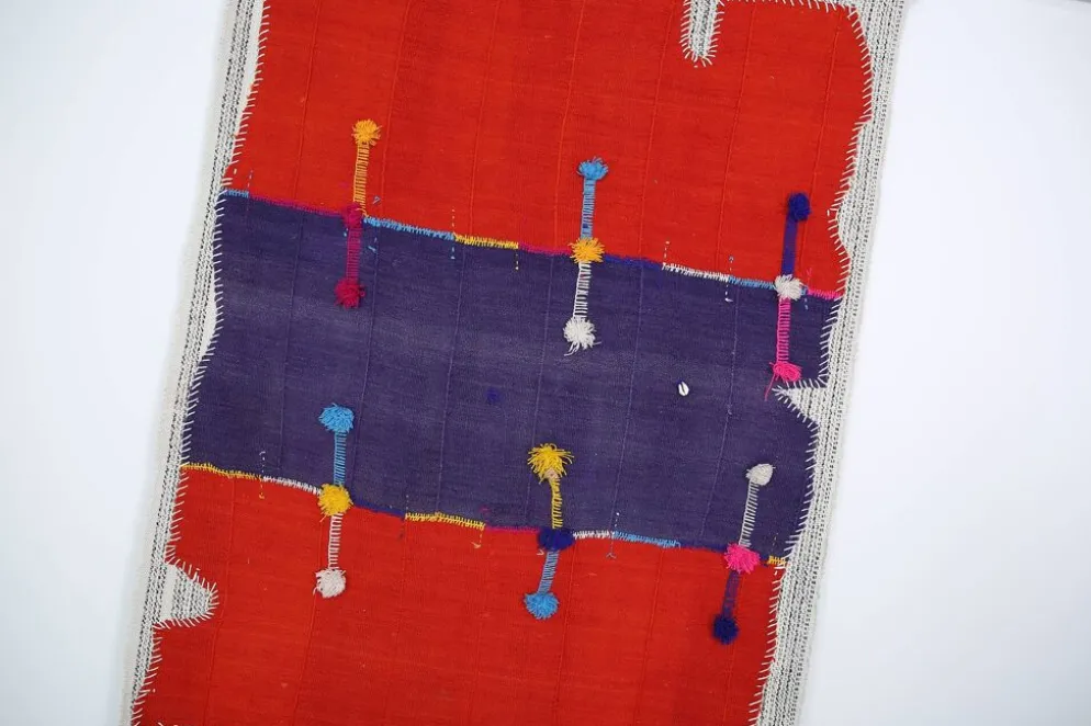 Tapis Mural Textile Art, Tenture Contemporaine Rouge & Violet, 105x146 Cm