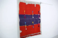 Tapis Mural Textile Art, Tenture Contemporaine Rouge & Violet, 105x146 Cm