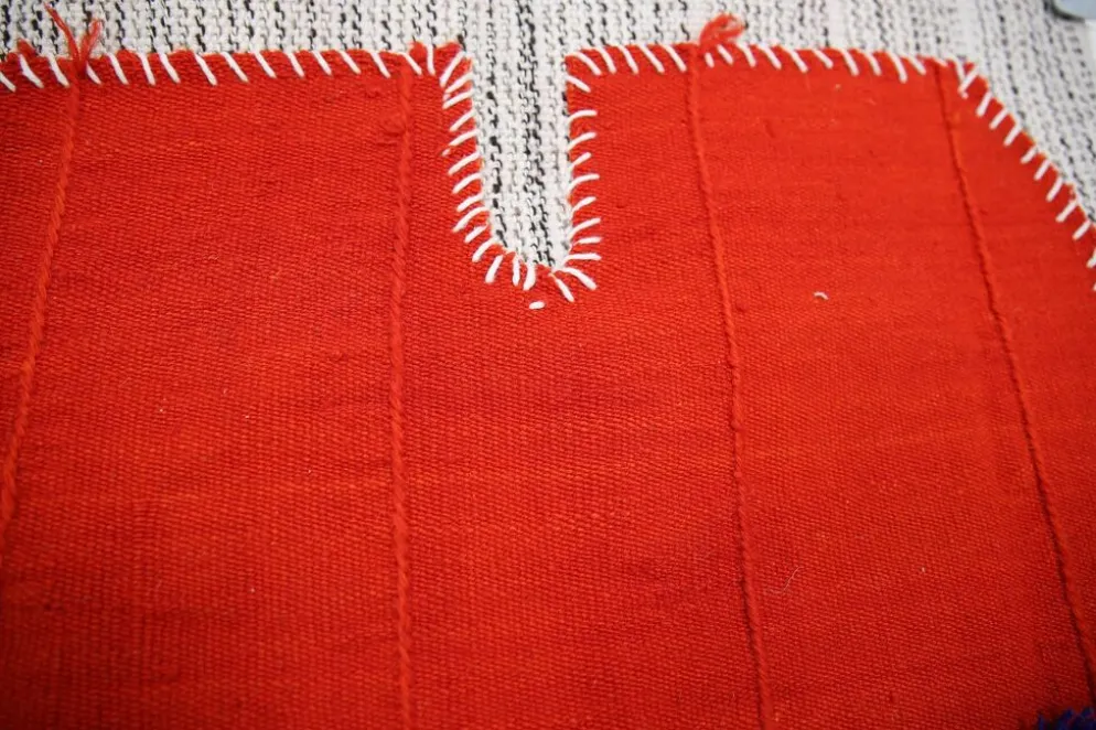 Tapis Mural Textile Art, Tenture Contemporaine Rouge & Violet, 105x146 Cm