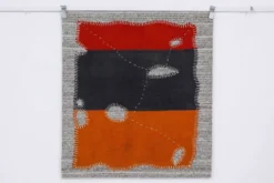 Tapis mural vintage anatolien, art textile mural, 90x106 cm