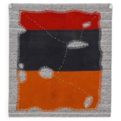 Tapis mural vintage anatolien, art textile mural, 90x106 cm