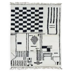 Tapis noir et blanc contemporain - 300 x 210 cm