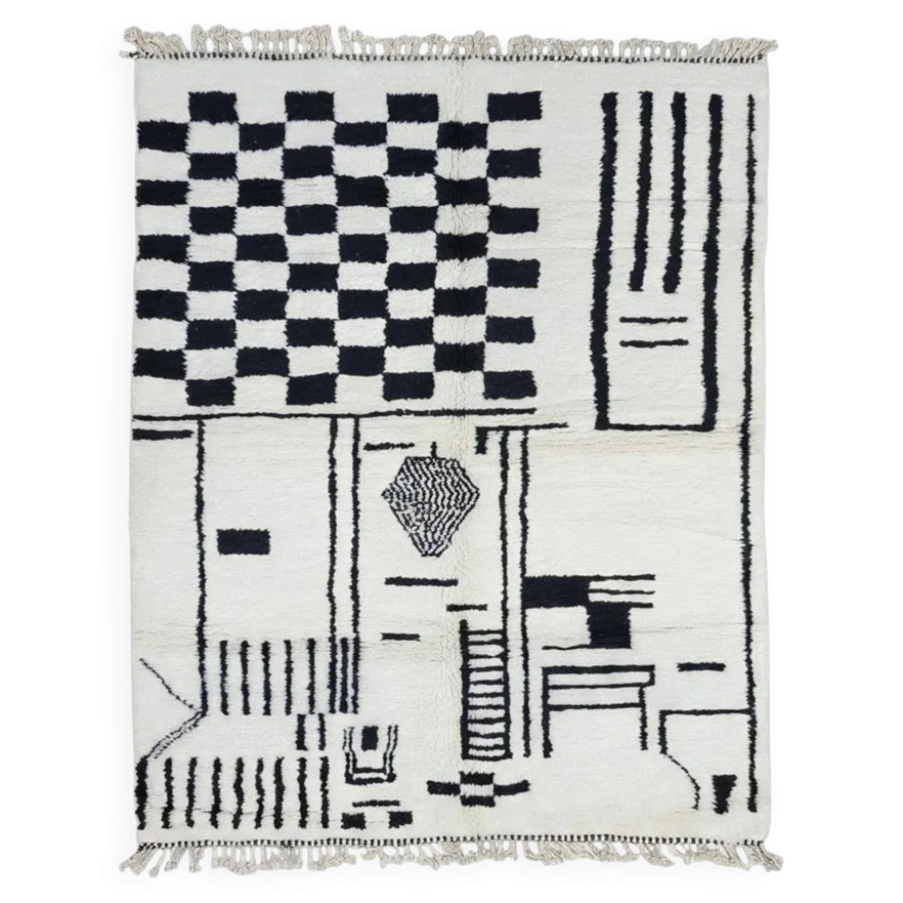 Tapis noir et blanc contemporain - 300 x 210 cm