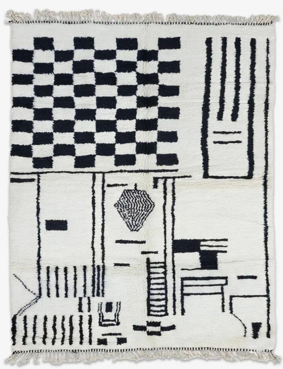 Tapis noir et blanc contemporain - 300 x 210 cm
