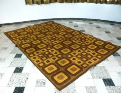 Tapis op-art moderniste avec motif graphique abstrait par Magura, Allemagne, années 1960.