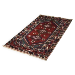 Tapis oriental afghan vintage tissé à la main rouge, années 1970