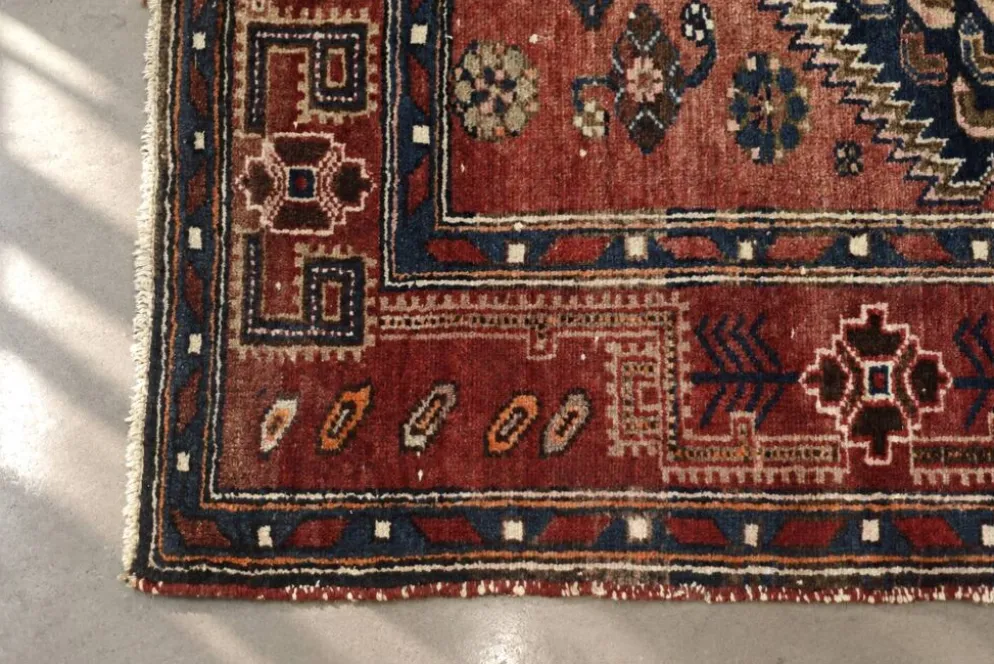 Tapis oriental Hamadan Kamse tissé à la main vintage du Moyen-Orient, années 1960.
