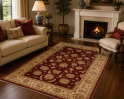 Tapis oriental, tapis rouge fait main, tapis de salon à vendre, décoration de sol pour la maison.