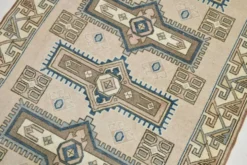 Tapis oriental vintage bleu crème 3x6, 109x187 cm